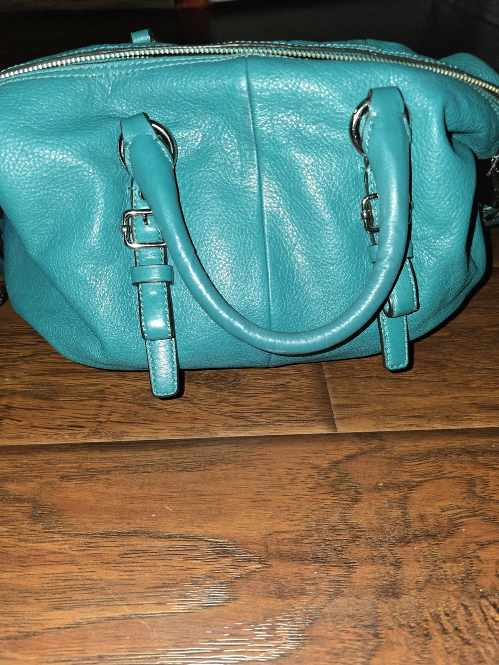 Coach Teal Leather Satchel with Removable Strap
